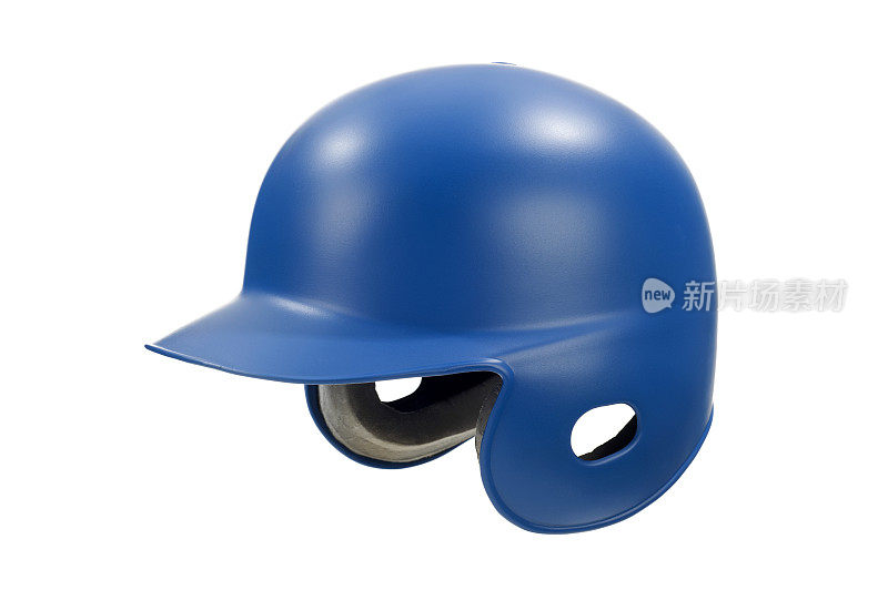 蓝色棒球/垒球击球头盔对抗白色背景